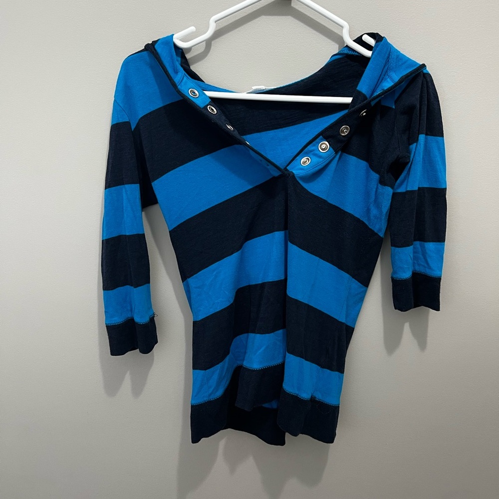 Warehouse one blue striped shirt